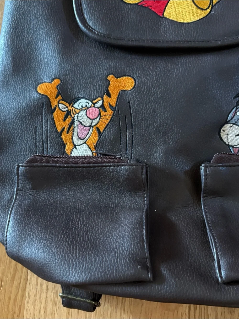 Disney Winnie the Pooh, Tigger & Eeyore Backpack Vintage Faux Leather 90z Y2K